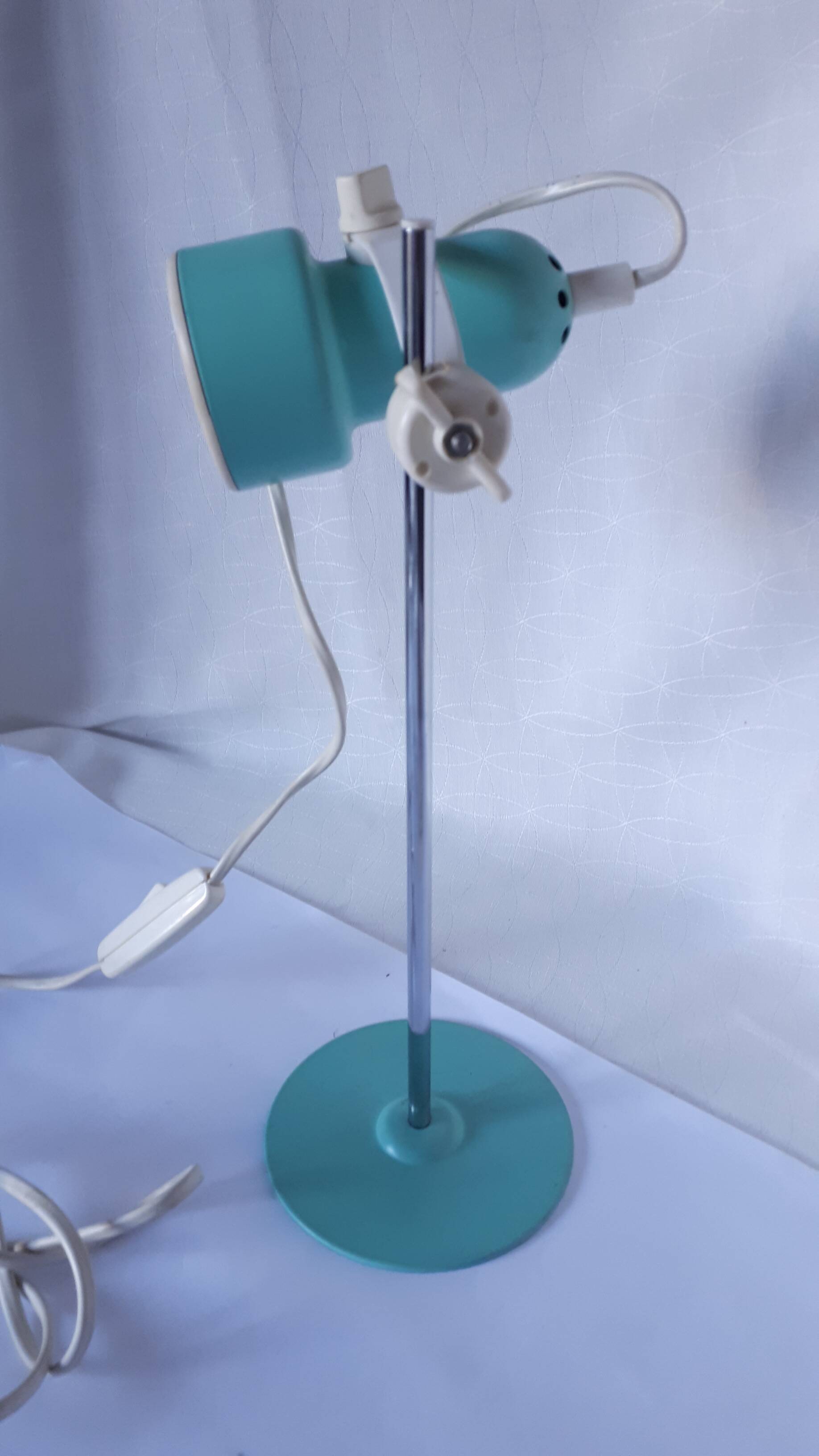 Turquoise blue articulated lamp