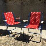 Pair of foldable camping armchairs "lafuma"
