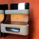 SET OF 2 VINTAGE 1970S NIGHTSTANDS/SOFA ENDS IN WOOD AND FABRIC
