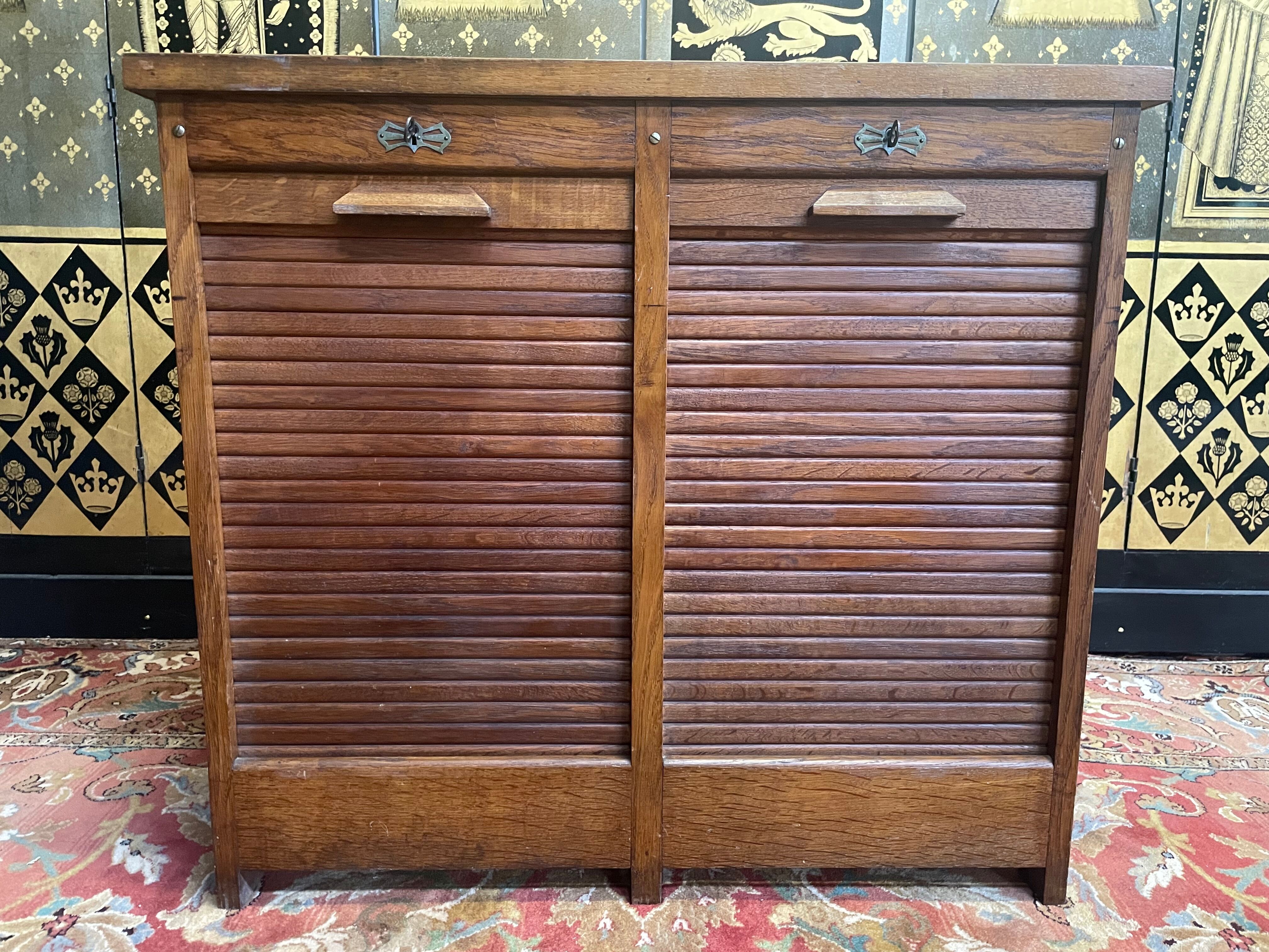 Oak notary curtain binder cabinet 1950