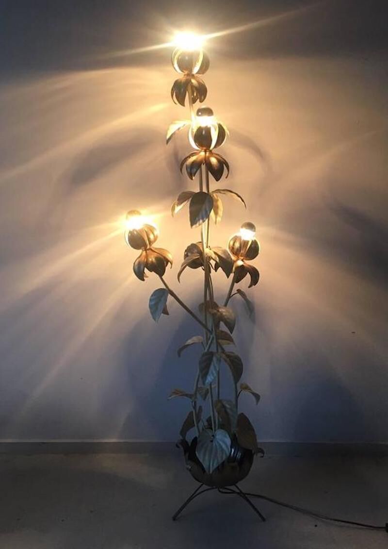 Gilded flower floor lamp,1960s-1970s