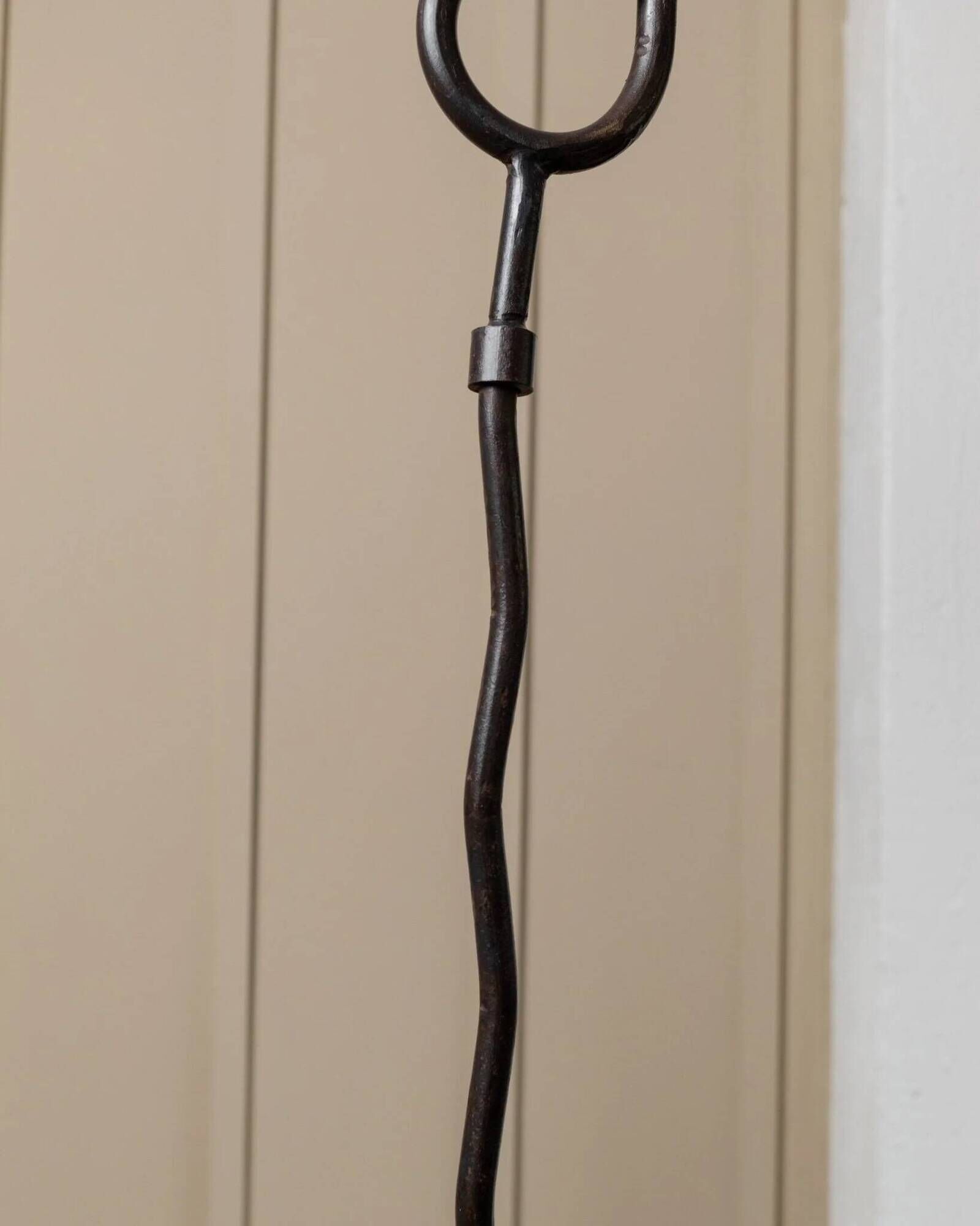 XXL vintage hand-forged iron candlestick, black iron, brutalist wave design, Made in Italy 1970s