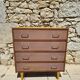 Vintage commode with 4 drawers restored – Wood veneer & soft yellow top