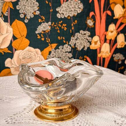 Ashtray/trinket dish in white crystal Val Saint Lambert Belgium