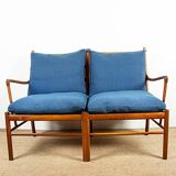 Danish 2-seater sofa in mahogany and cane by Ole Wanscher, 1960.