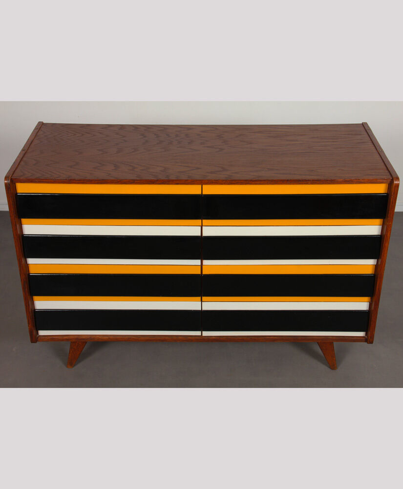 Yellow and black chest of drawers, model U-453, by Jiri Jiroutek, 1960