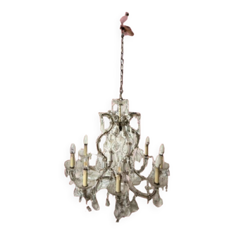 Antique translucent glass chandelier maria theresia style