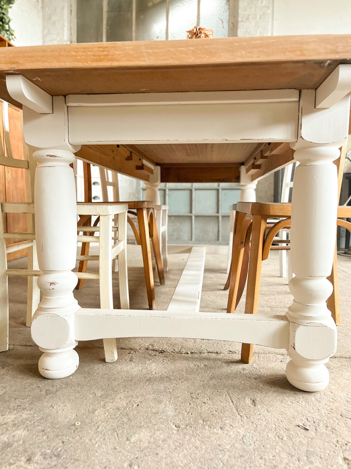 Old white farmhouse table