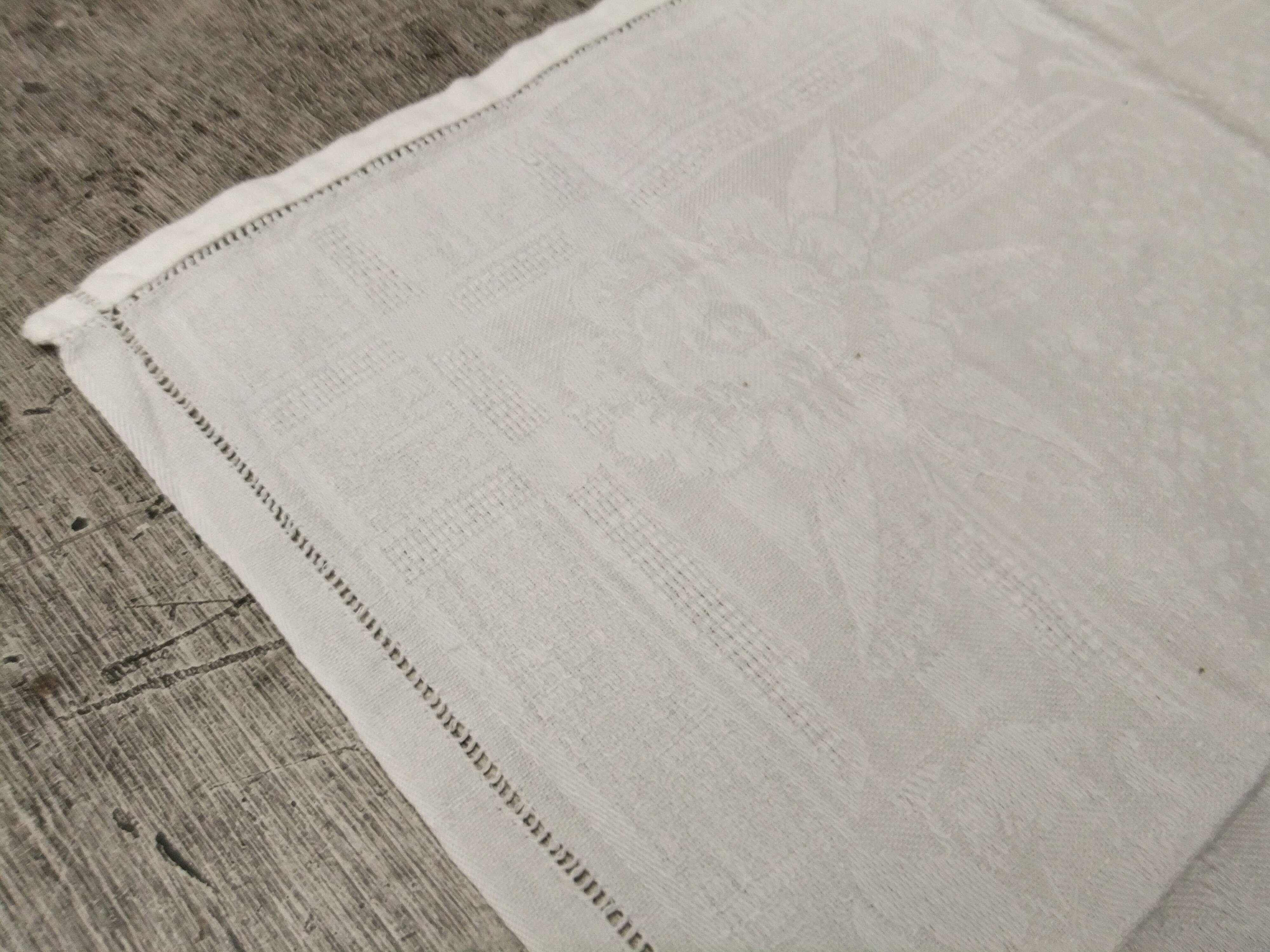 Old damask napkins with flower decoration set of 9