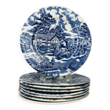 8 English ironstone blue ironstone plates