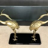 70s gilded brass wader console