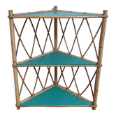 Rattan shelf 3 floors restyled green vintage jungle