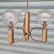 Brass and blown glass chandelier inlaid with gold