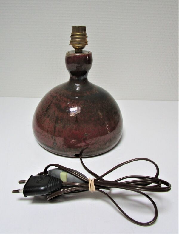 Pied de lampe grès émaillé signé années 70