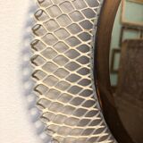 20th round mirror in white perforated metal 29x29cm