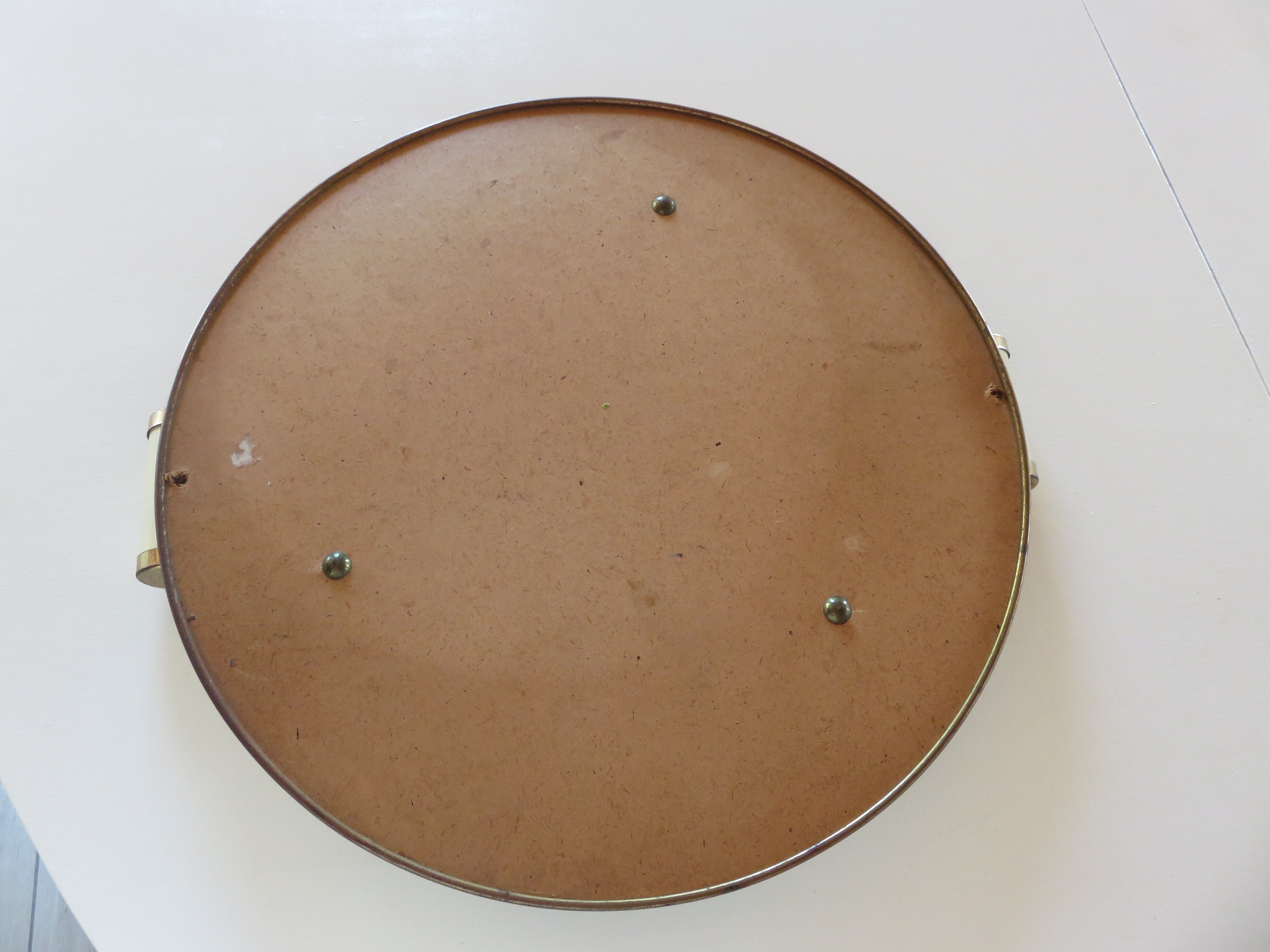 Round vintage mirror tray in Art Deco style