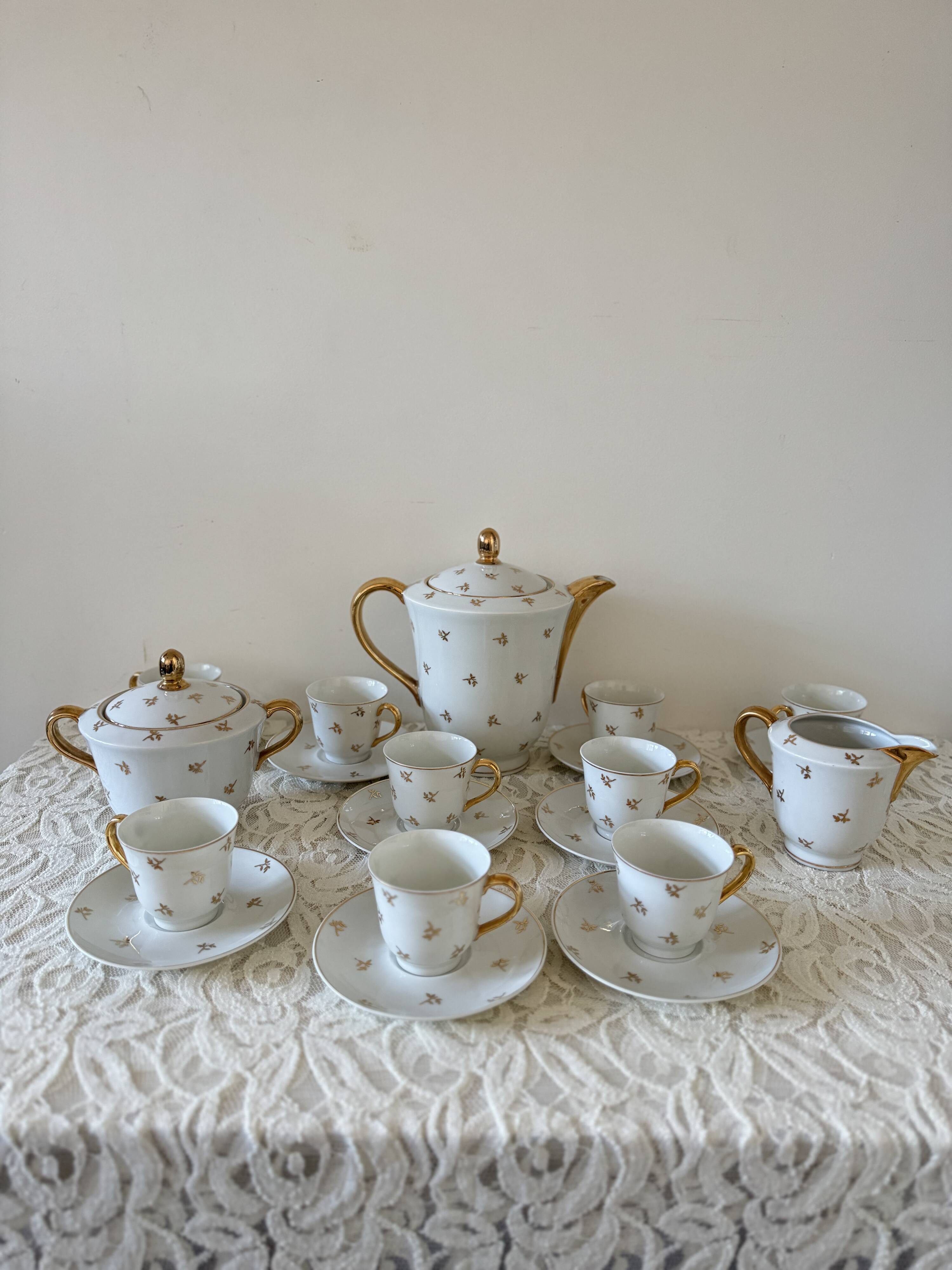 Vintage Limoges porcelain gold coffee set – 15 pieces