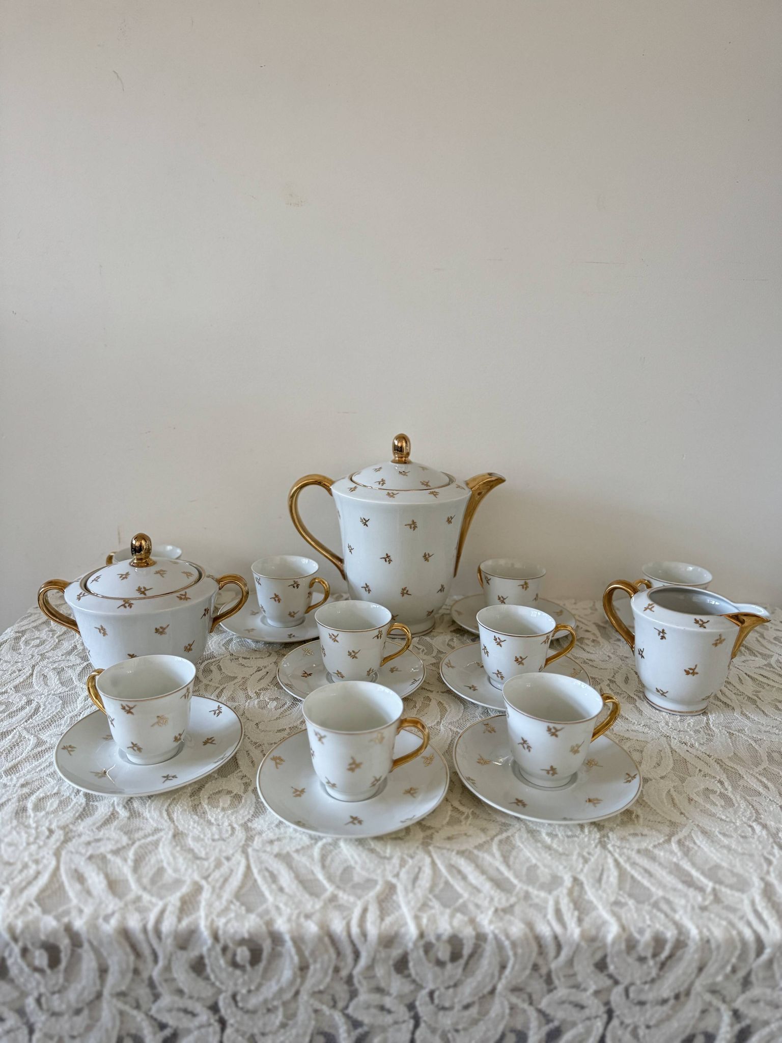 Vintage Limoges porcelain gold coffee set – 15 pieces