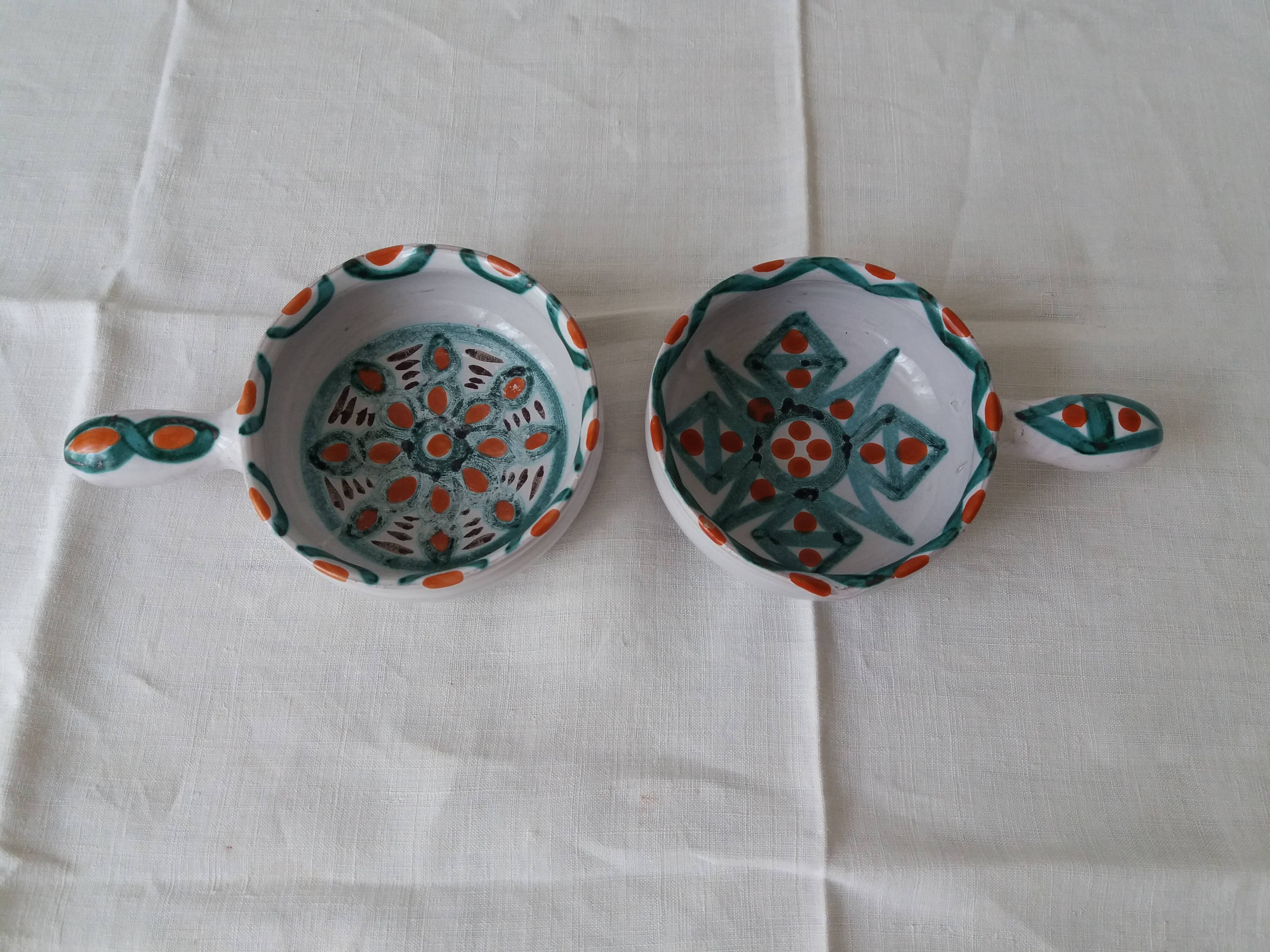PAIR OF CERAMIC PANS FROM VALLAURIS SIGNED ANTOINE FAZIO