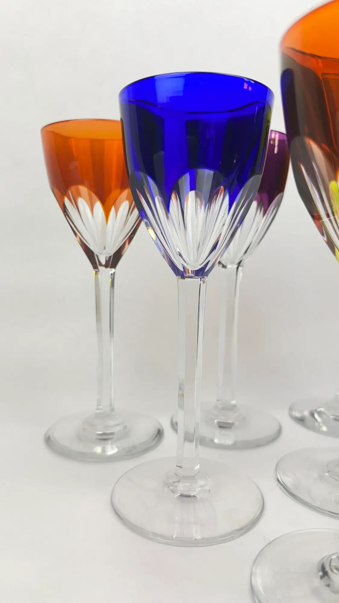 Baccarat, 6 verres Genova en cristal double couleur, 19 cm