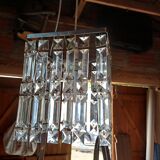 Vintage Chrome Chandelier and Transparent Plastic Pendants