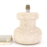 Stone column lamp, raffia lampshade, 1960s