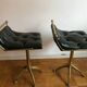 Pair of Chesterfield style brass and leather stools