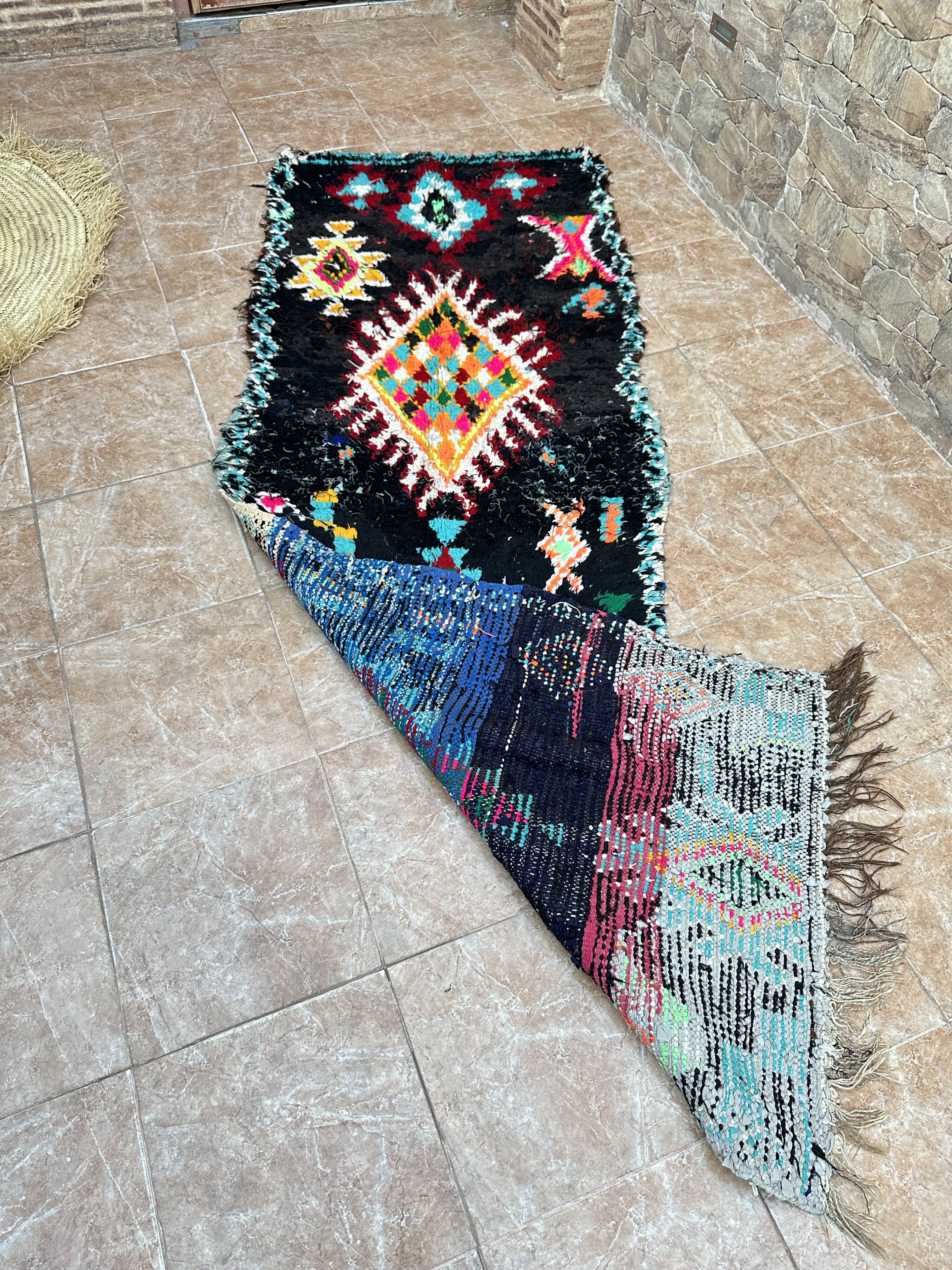 Vintage Berber Boucherouite hallway runner: Moroccan rug