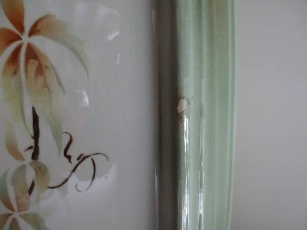 Colonne en faïence KG Lunéville feuilles de vigne Art nouveau 1920 - 81,5 cm