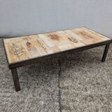 Roger Capron "herbarium" rectangular coffee table with patinated steel structure
