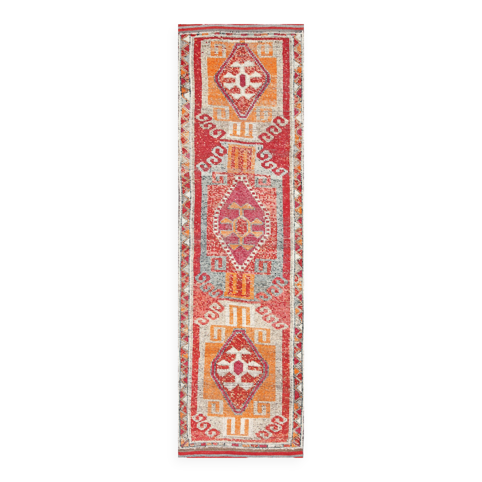 3x12 Soft Red Vintage Runner Rug, Turkish Hallway Runner, 94x358 Cm