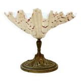 Shell chalice Old natural holy water stoup on bronze foot 19th century empty pockets cabinet of curiosities