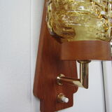 Scandinavian teak and glass wall lamp