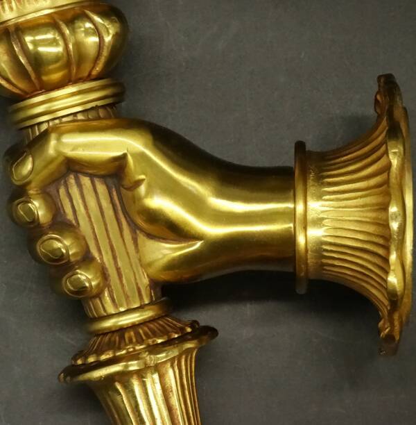 Large pair of torchiere sconces, hands, Louis XVI style - PETITOT bronze - 2 pairs available