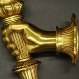 Large pair of torchiere sconces, hands, Louis XVI style - PETITOT bronze - 2 pairs available