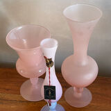 Trio de vases soliflore opaline et verre