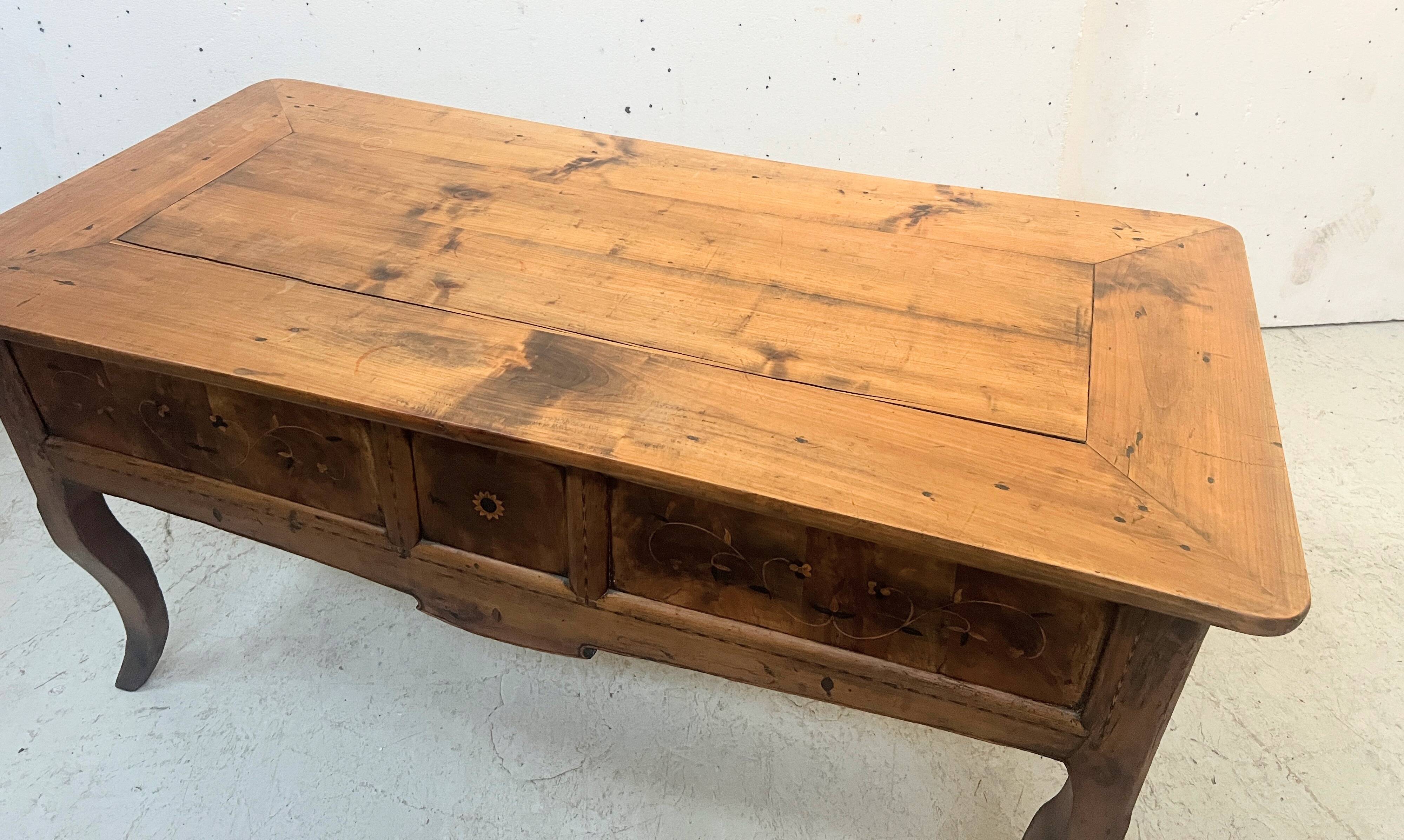 Provincial desk made of solid cherry wood, 20th century.