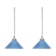 Ensemble de 2 suspensions en verre bleu opale, années 1930