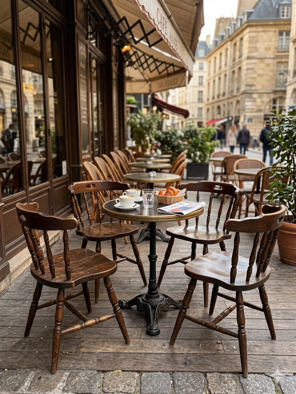 4 fauteuils bistrot style western en hêtre