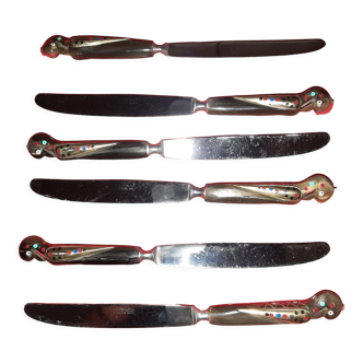 6 knives with zoomorphic bird handles