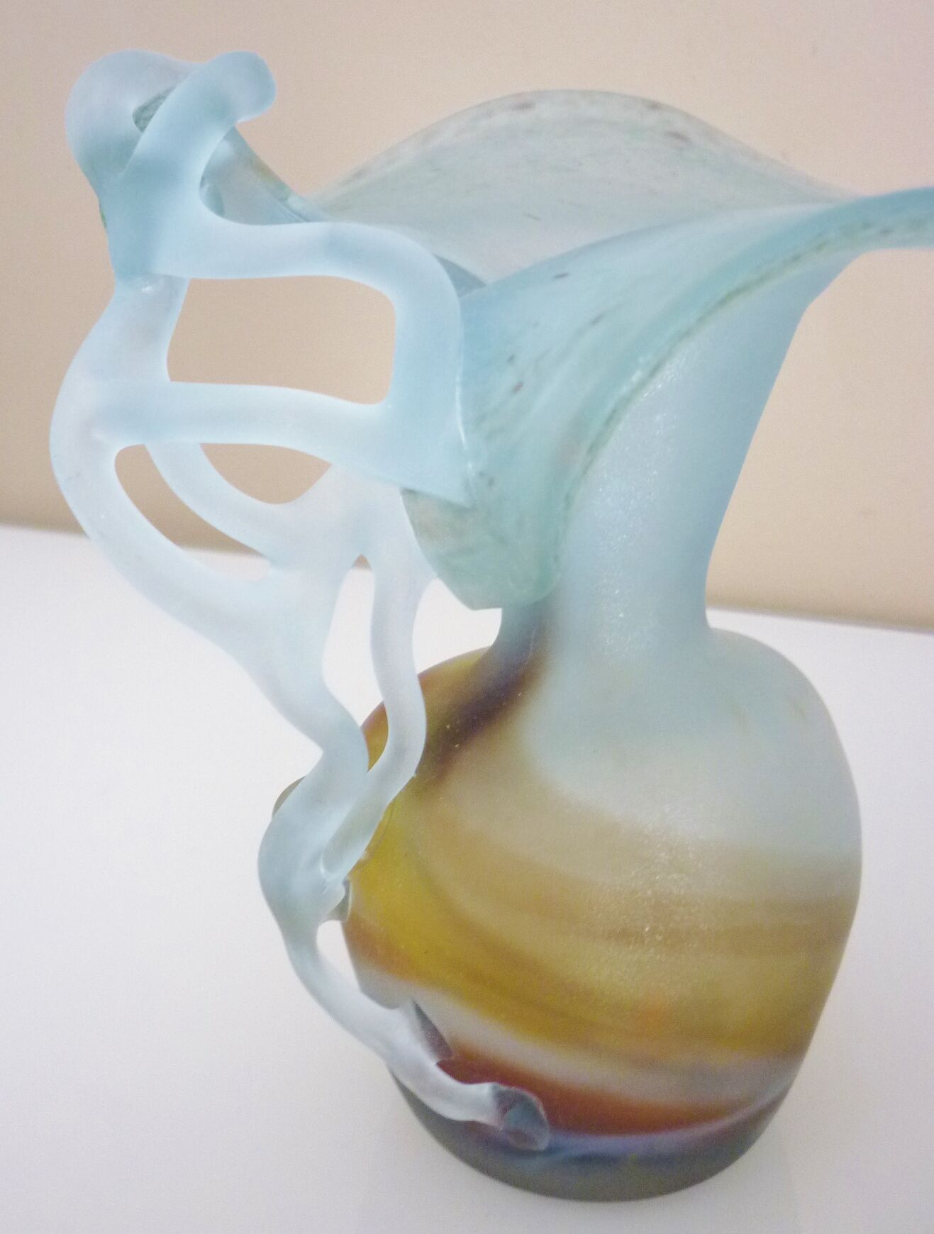 Pitcher vase in blown glass paste, free form, design of the twentieth century