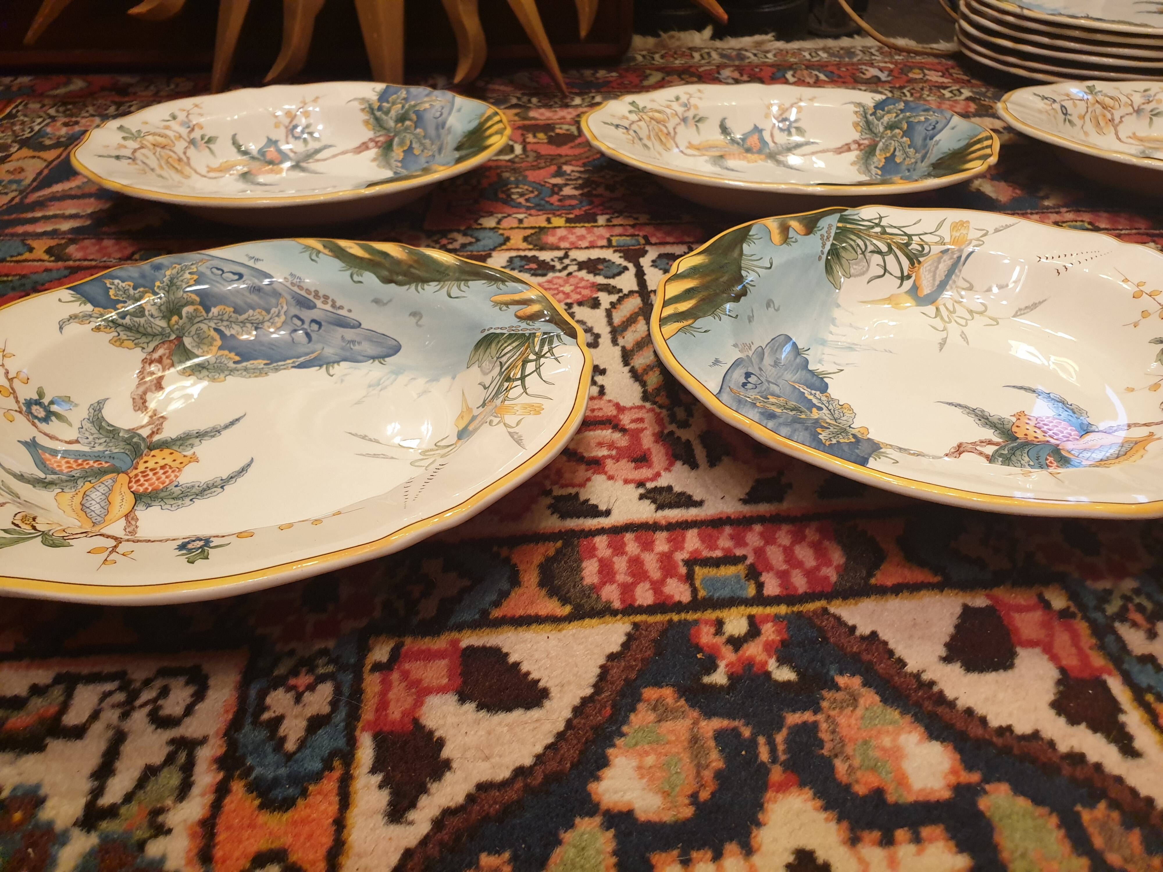 6 Gien France Caribbean dinner plates Magellan pattern Diameter: 22.5cm