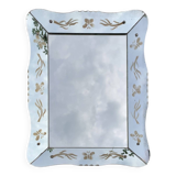 Beveled Venetian mirror - butterfly decor - Height: 61 cm