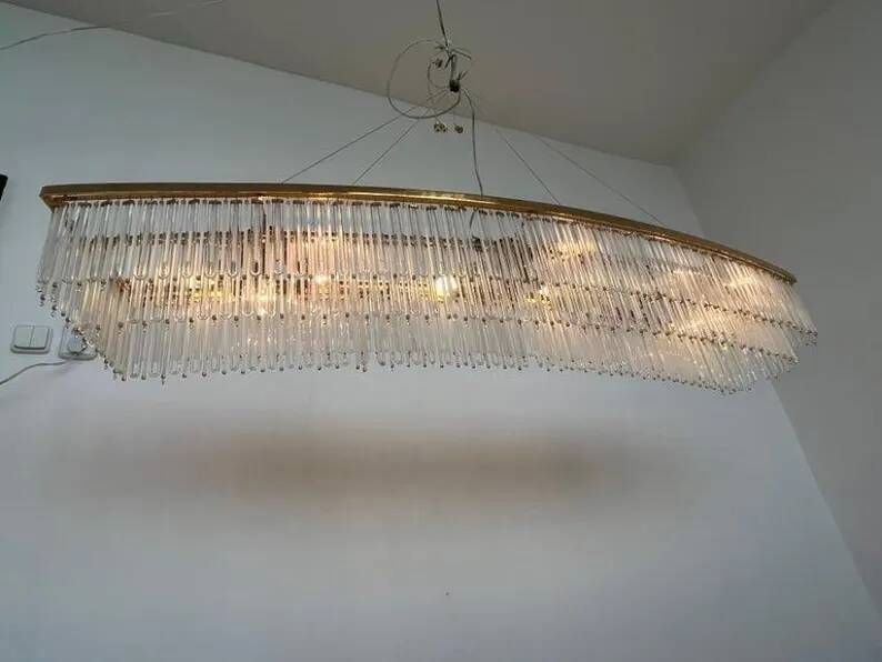 Big design hand made XXL glass and brass austrian chandelier - 1980s