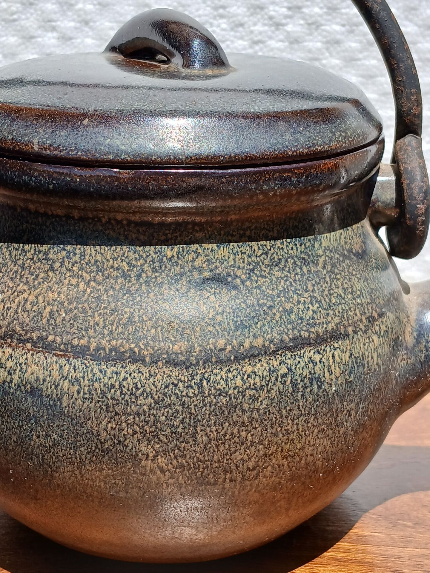 Vintage stoneware teapot from Puisaye, 1950s-60s.