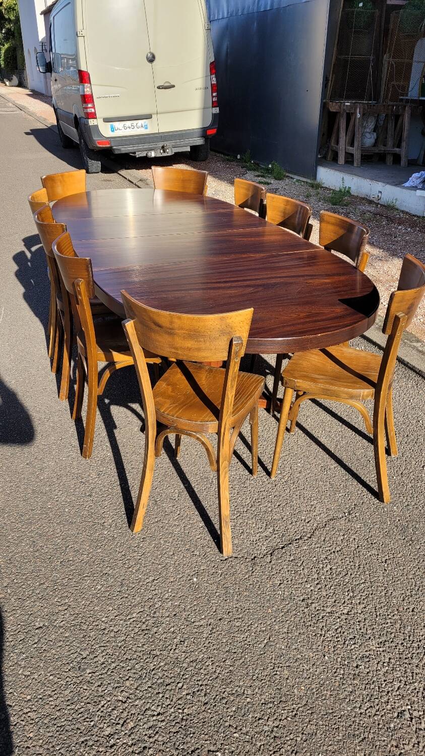 Series of 6 vintage old restaurant bistro chairs - 1950s