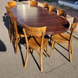 Series of 6 vintage old restaurant bistro chairs - 1950s