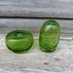 Vintage 1970 set of 2 small green blown glass vases