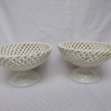 Pair of cut-on-foot in white braided earthenware