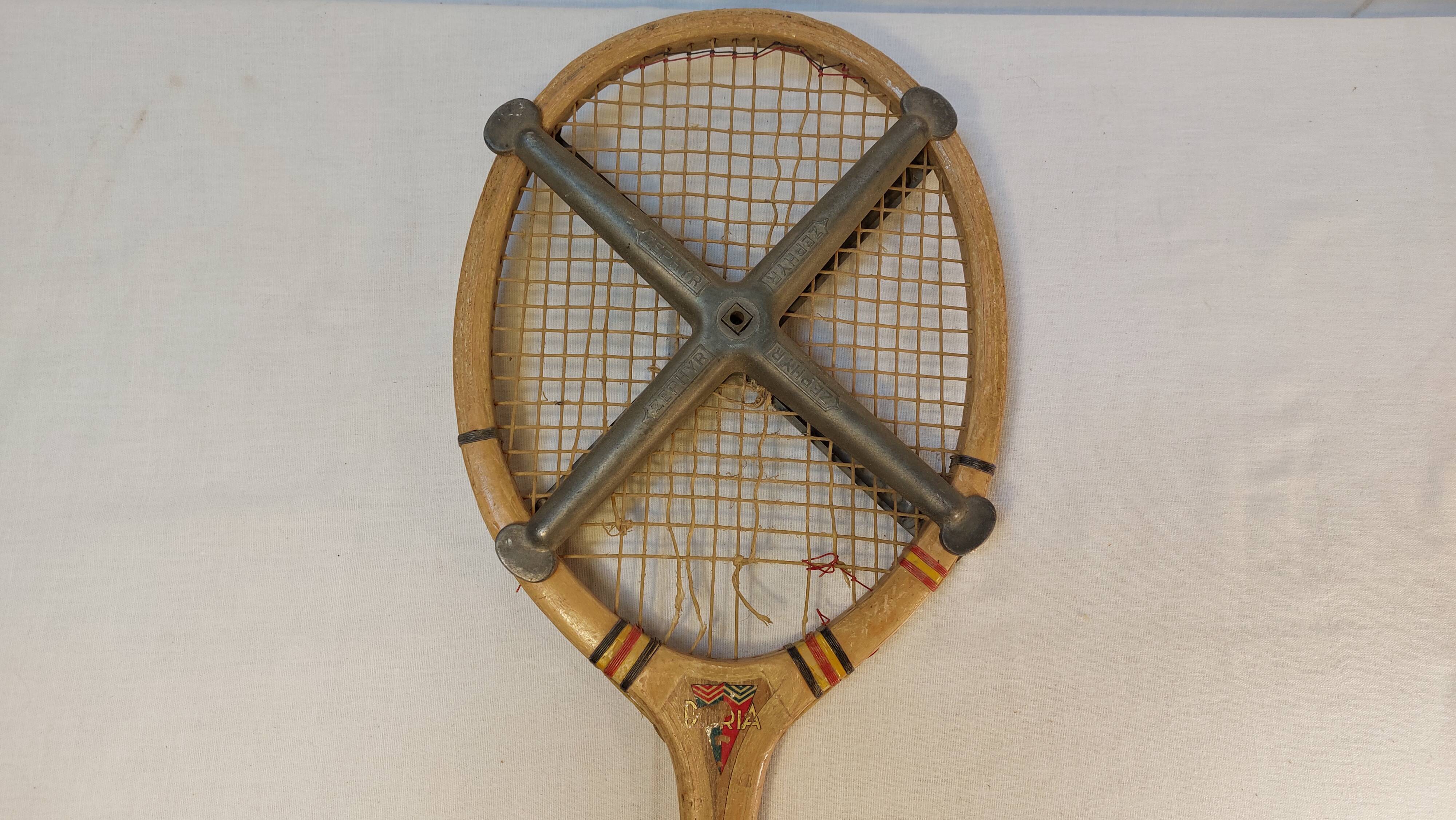 Old wooden tennis racket doria special